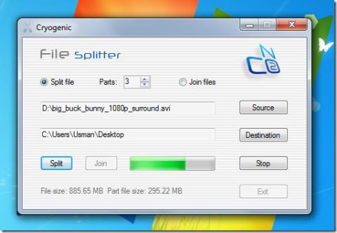 大きなファイルを小さな部分に分割し、素早く結合する