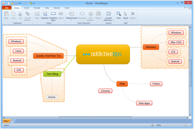 MindMaple, Bilgisayarlar Arası Erişime Sahip Bir Windows ve iOS Zihin Haritalama Aracıdır