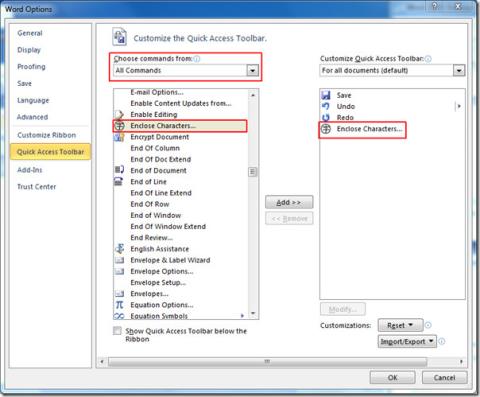 Word 2010: tekens insluiten