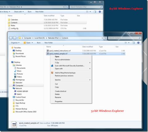 Abra a pasta do Windows Explorer no shell de 32 bits no Windows 7 de 64 bits Abra a pasta do Windows Explorer no shell de 32 bits no Windows 7 de 64 bits