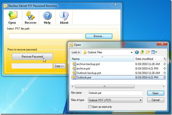 Recuperarea parolei fișierului Outlook .PST cu ajutorul funcției Nucleus Kernel PST Password Recovery Recuperarea parolei fișierului Outlook .PST cu ajutorul funcției Nucleus Kernel PST Password Recovery