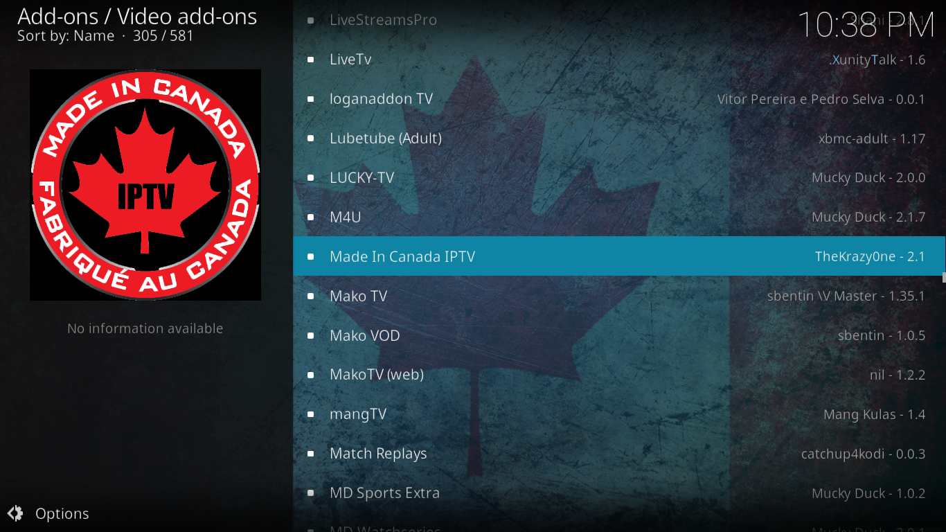 Made In Canada IPTVアドオンのインストールと使用方法