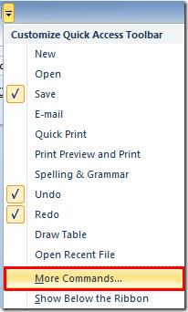 إرسال مستند Word 2010 مباشرةً إلى مستلم البريد عبر Outlook 2010