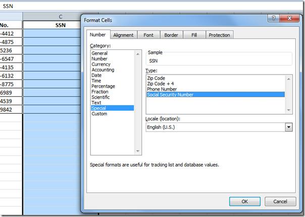 Excel 2010: Adicionar números de telefone e de previdência social padrão (SSNs) Excel 2010: Adicionar números de telefone e de previdência social padrão (SSNs)