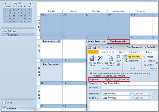 استيراد تقويم Google وAOL في Outlook 2010