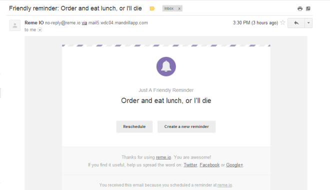 Reme.IO is een eenvoudige herinneringsservice die werkt met uw e-mail