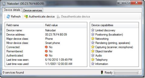 Scanner de rede Bluetooth do Windows