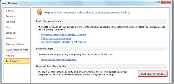 在 Excel 2010 中啟用所有宏