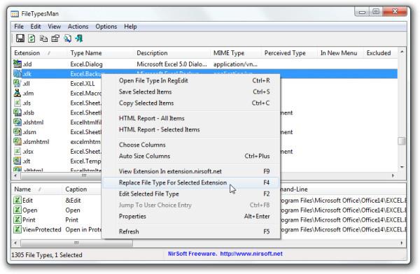 FileTypesMan 是 Windows 檔案類型選項的替代方案