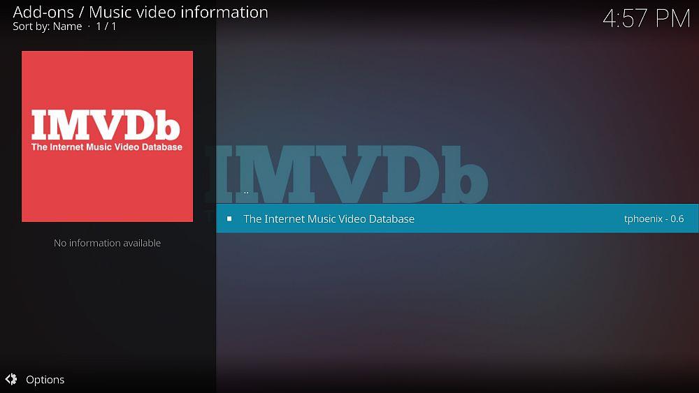 IMVDb Kodiアドオンのインストール：インターネットミュージックビデオデータベース
