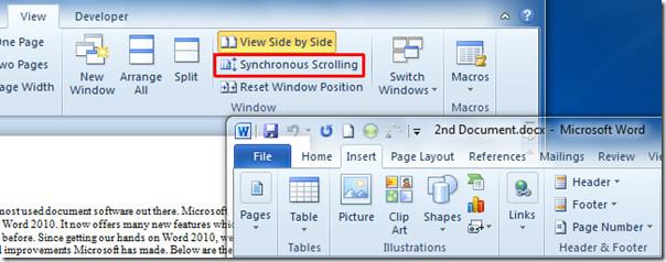 Word 2010: التمرير المتزامن (عرض جنبًا إلى جنب)