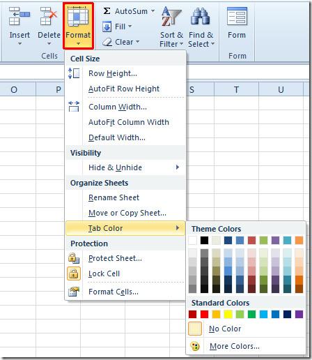 如何在 Excel 2010 中變更工作表標籤顏色