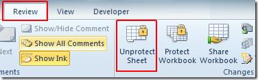Excel 2010：密碼保護電子表格