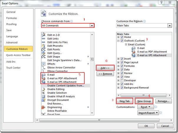 Cómo añadir la herramienta de correo electrónico de Outlook a Excel 2010