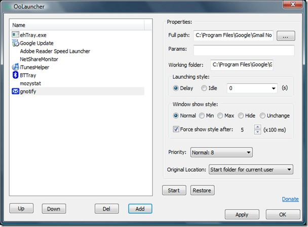 Avvia i programmi e i processi di avvio uno alla volta con OoLauncher Avvia i programmi e i processi di avvio uno alla volta con OoLauncher
