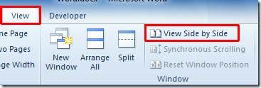 Word 2010: التمرير المتزامن (عرض جنبًا إلى جنب)