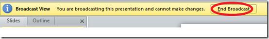 Recurso de transmissão do PowerPoint 2010