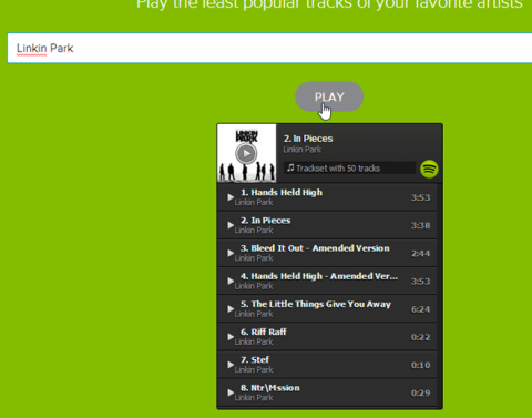ロングテールを持つアーティストのSpotifyで最も再生回数が少ない曲を聴く