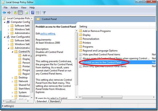 Toegang tot het Configuratiescherm van Windows 7 in-/uitschakelen Toegang tot het Configuratiescherm van Windows 7 in-/uitschakelen