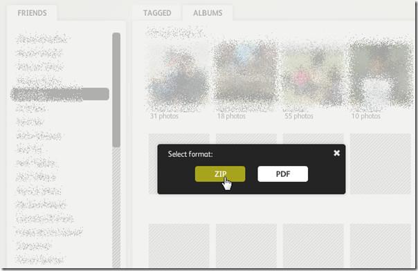 FacebookフォトアルバムをPDFとZIP形式でダウンロード