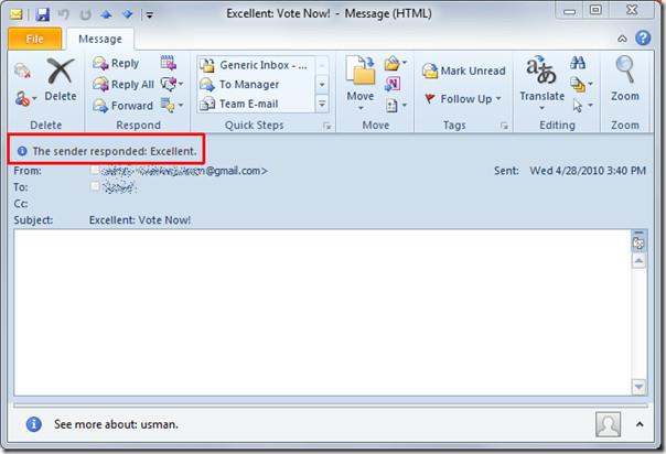 إرسال واستقبال نتائج الاستطلاعات في Outlook 2010