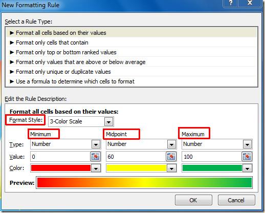 Alterar a cor das células no Excel 2010 [Escalas de cores]