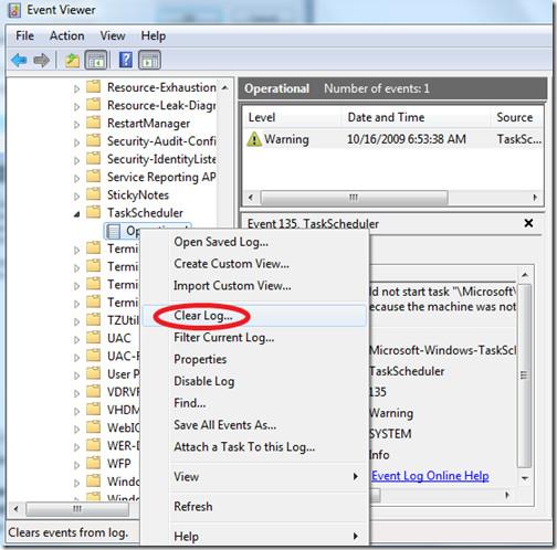 Visualizar e limpar o histórico do Agendador de Tarefas no Windows 7