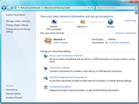 Windows 7 ネットワークと共有センター: 新機能