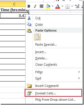 Excel 2010: 数値を時間に変換する