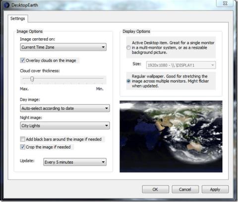 Desktop Earth でデスクトップをリアルタイムの地球儀画像に変身させましょう