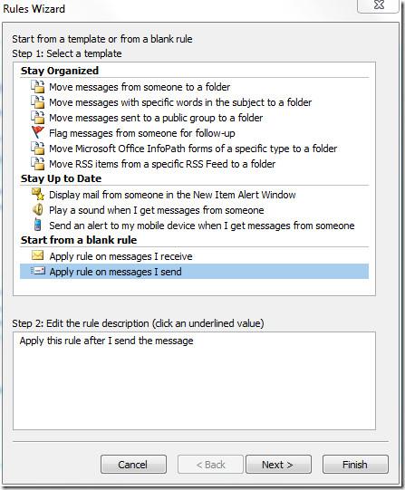 Outlook 2010：對簡訊 (SMS) 應用規則