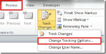 Controlar alterações em documentos do Word 2010