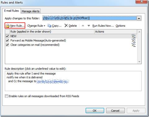 Outlook 2010：對簡訊 (SMS) 應用規則
