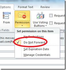 Outlook 2010: Gerenciamento de Direitos de Informação