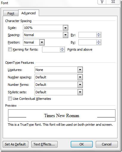 Alterar configurações e estilos de fonte padrão no Word 2010