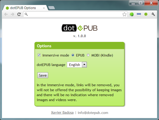 Tukar & Muat Turun Tapak Web Sebagai eBook EPUB Dengan dotEPUB [Chrome]