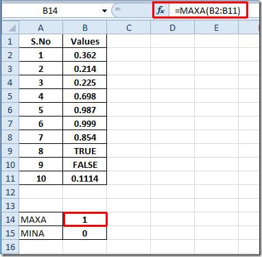 在 Excel 2010 中尋找最大值和最小值