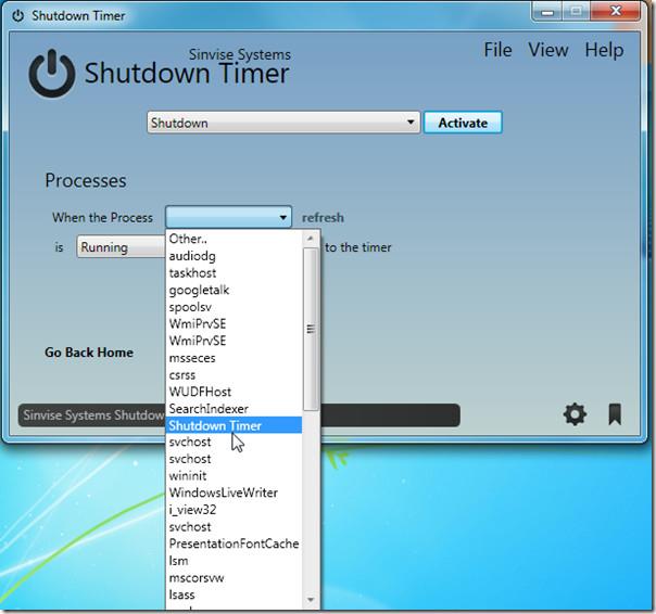 Таймер выключения выполняет действия на основе системных событий Windows