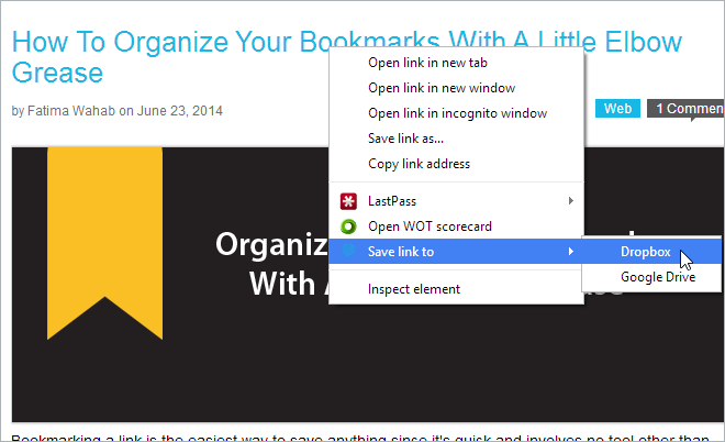 Belon: Simpan Artikel, Imej & PDF Dalam Dropbox Atau Google Drive [Chrome]