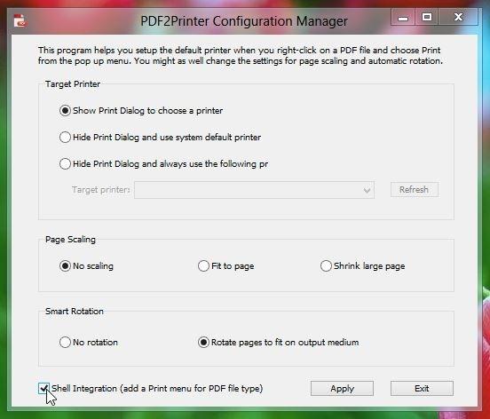 PDF2Printer: Windows 8의 PDF 컨텍스트 메뉴에 인쇄 옵션 추가