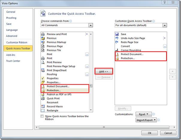 Schützen Sie Dokumente und Formen in Visio 2010 Schützen Sie Dokumente und Formen in Visio 2010