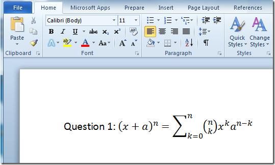 Adicione equações matemáticas com o editor de equações do Word 2010