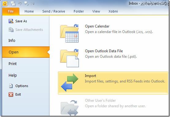 استيراد تقويم Google وAOL في Outlook 2010