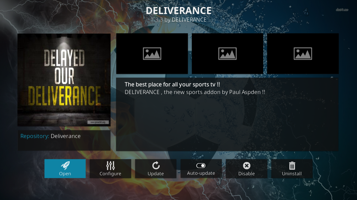 Add-on Deliverance para Kodi (alternativa ao Sports Devil) Add-on Deliverance para Kodi (alternativa ao Sports Devil)