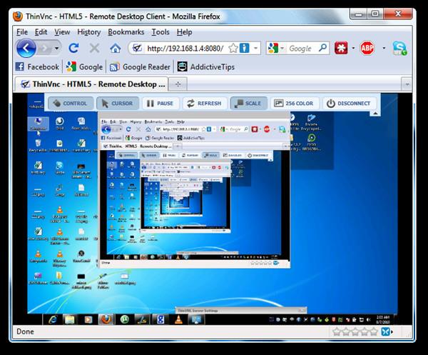 ThinVNC: سطح مكتب بعيد لنظام Windows عبر متصفح الويب HTML5