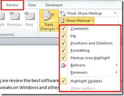Controlar alterações em documentos do Word 2010