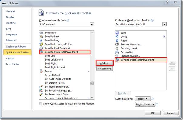 直接將 Word 2010 文件傳送至 PowerPoint 2010