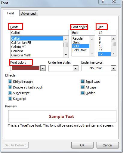Alterar as configurações de fonte e tema de e-mail padrão no Outlook 2010