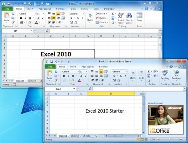 Confronto tra Office 2010 e Office Starter 2010