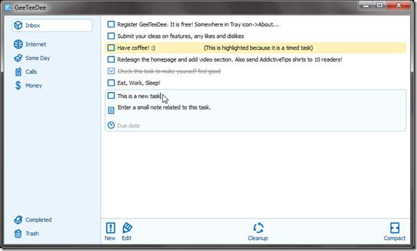 GeeTeeDee ist eine benutzerfreundliche, leichte Software zum Erledigen von Aufgaben [Windows]